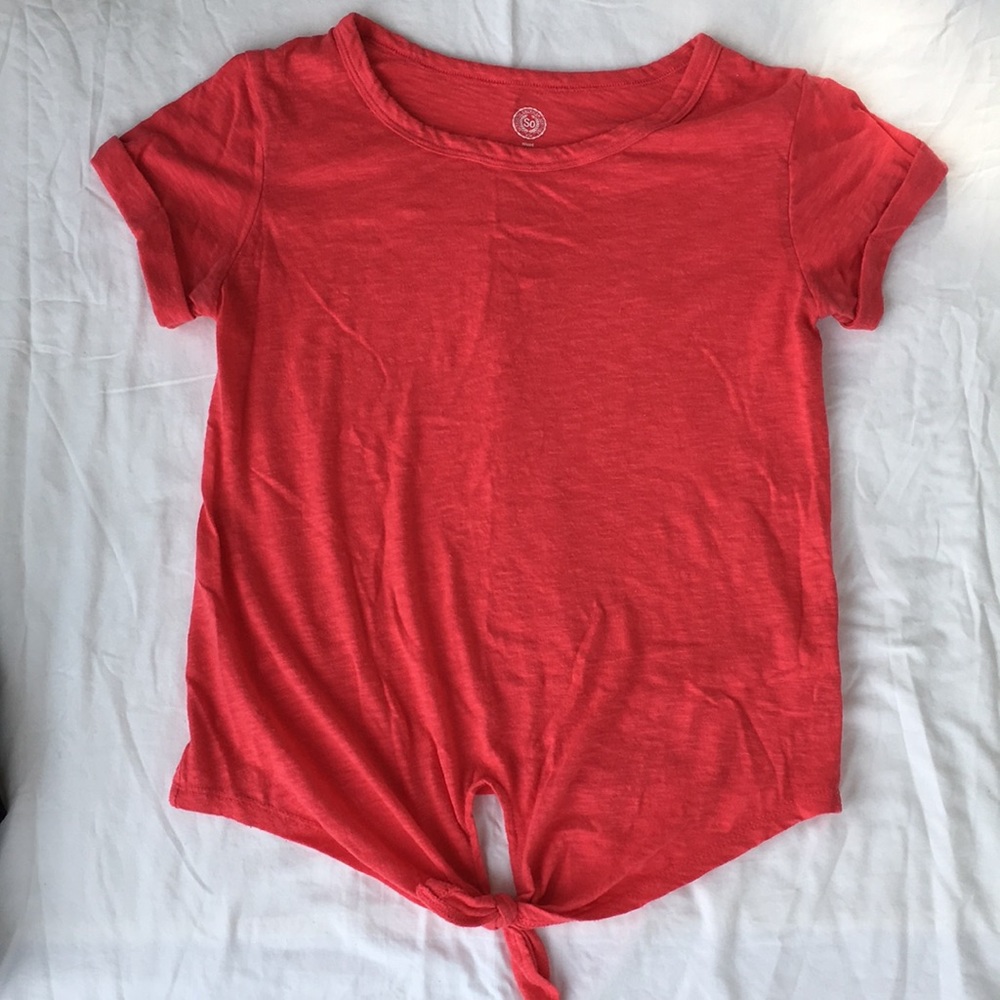 So Hot Coral Pink Knotted Tee